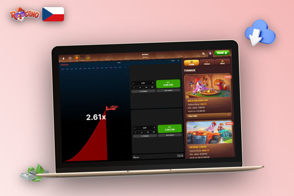 Rozhraní Aviator hry na mobilu a notebooku s multiplikátorem v Roostino Kasino
