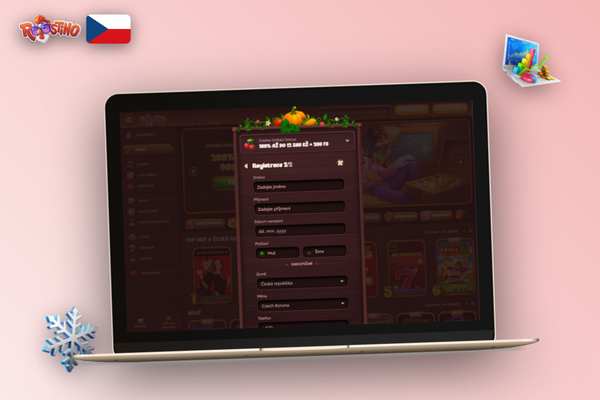 Notebook a mobil s otevřenou stránkou Roostino Kasino — vytvořte si účet odkudkoli